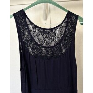Gap Women's Navy Blue Maxi Dress with Lace Top Large  and Very Long